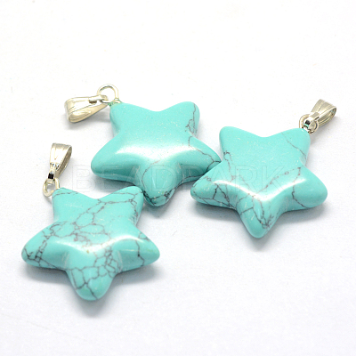 Star Dyed Synthetic Turquoise Pendants G-Q367-13-1
