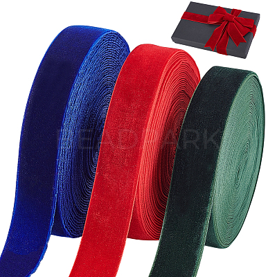 3 Rolls 3 Colors Single Face Velvet Ribbon OCOR-GA0002-40-1