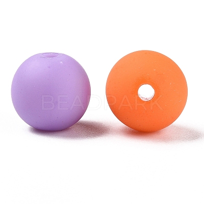 Rubberized Style Imitated Silicone Acrylic Beads MACR-T048-01B-05-1