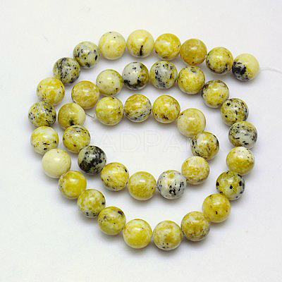 Natural Yellow Turquoise(Jasper) Beads Strands X-GSR6mmC007-1