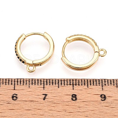 Brass Micro Pave Cubic Zirconia Hoop Earring Finding KK-N261-51A-G-1