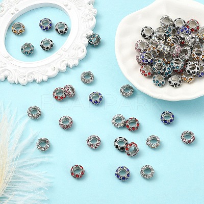 10Pcs Alloy Rhinestone European Beads CPDL-YW0001-02A-1