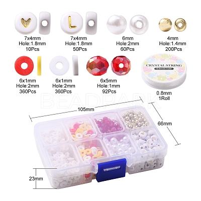 DIY Letter & Imitation Pearl & Heishi Beads Bracelet Making Kit DIY-YW0005-23E-1