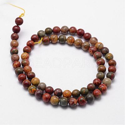 Natural Polychrome Jasper/Picasso Stone/Picasso Jasper Bead Strands G-D840-85-8mm-1