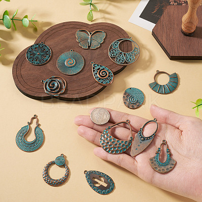 14Pcs 14 Styles Tibetan Style Alloy Pendants FIND-TA0010-61-1