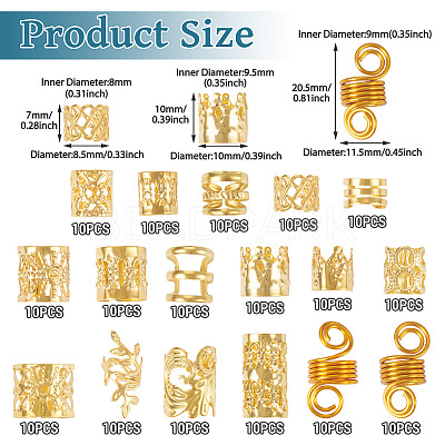 170Pcs 17 Styles Iron Hair Coil Cuffs OHAR-TA0001-12G-1