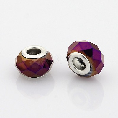 Faceted Glass European Beads GPDL-J026-FP01-1