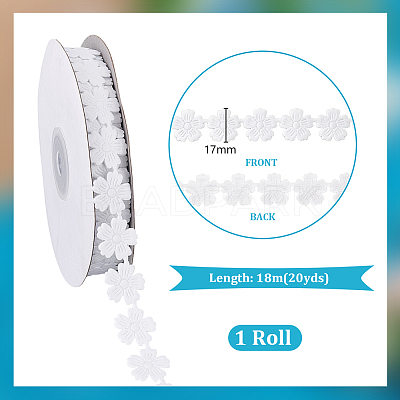 Polyester Flower Lace Trim Ribbon OCOR-WH0105-095-1