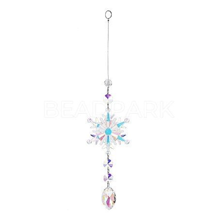 AB Color Glass Snowflake Pendant Decorations AJEW-Q144-02P-04-1