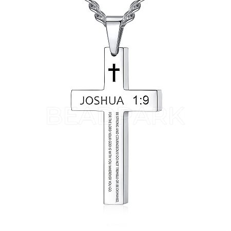 Stainless Steel Cross Pendant Necklace for Men RC3506-2-1