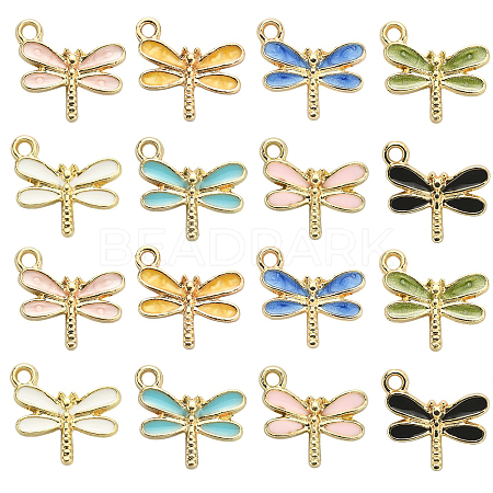 40Pcs 8 Colors Alloy Enamel Pendants ENAM-CJ0003-25-1