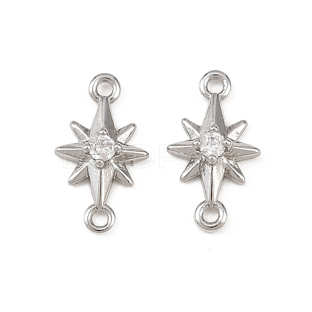 Brass Pave Clear Cubic Zirconia Connector Charms KK-H524-14P-1