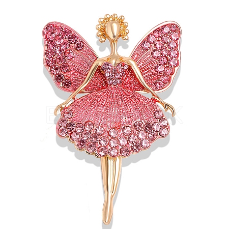 Butterfly Dancer Enamel Pin with Rhinestone JEWB-P016-01G-02-1