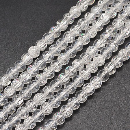Electroplate Crackle Glass Round Bead Strands X-EGLA-J067-8mm-HR06-1