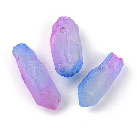 3Pcs Electroplate Natural Quartz Crystal Beads Strands G-FS0001-52-1