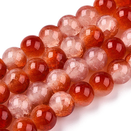Crackle Baking Paint Imitation Jade Glass Beads Strands X1-DGLA-T003-8mm-10-1