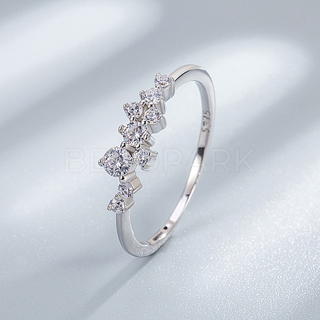 925 Sterling Silver Micro Pave Clear Cubic Zirconia Finger Rings for Women FS-WG88D88-02-1