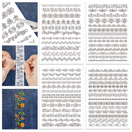 4 Sheets 11.6x8.2 Inch Stick and Stitch Embroidery Patterns DIY-WH0455-113-1