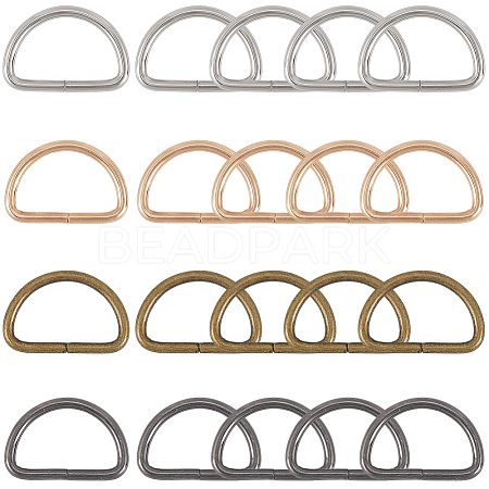 20Pcs 4 Colors Iron D Rings IFIN-SP0001-23C-1