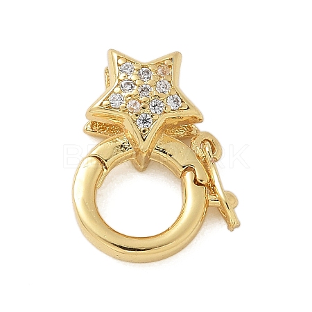 Brass Micro Pave Clear Cubic Zirconia Twister Clasps KK-P293-02C-G-1