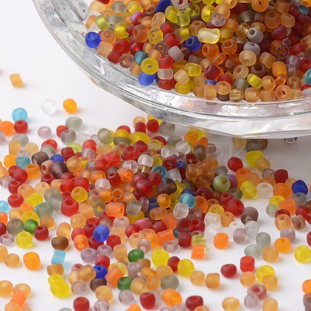 12/0 Transparent Colors Frosted Round Glass Seed Beads SEED-K003-2mm-M03-1