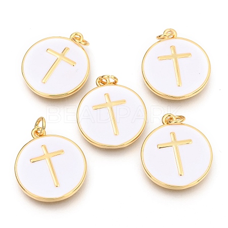 Brass Enamel Pendants X-KK-B027-02G-B-1