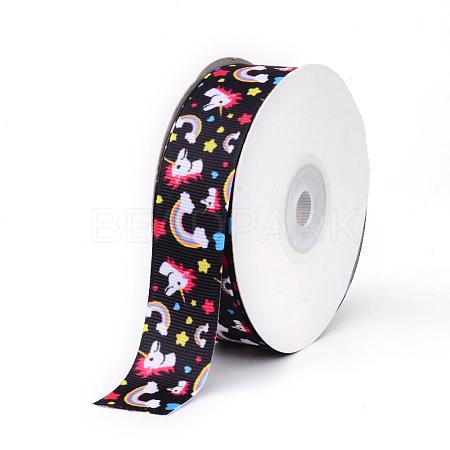 Single Face Printed Polyester Grosgrain Ribbons SRIB-Q019-D001-1