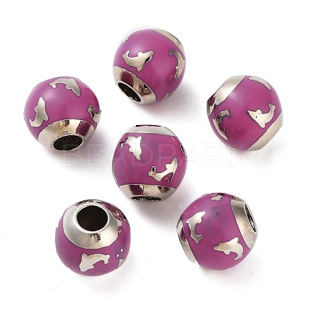 Platinum Plated Alloy Enamel European Beads FIND-E046-02P-1