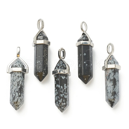 Natural Snowflake Obsidian Pointed Pendants G-M378-01P-A09-1