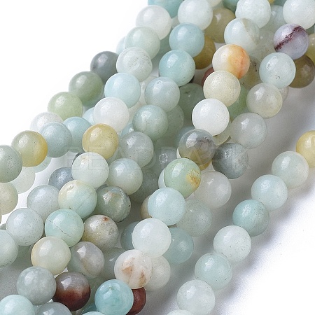 Natural Flower Amazonite Round Bead Strands X-G-D608-4mm-1