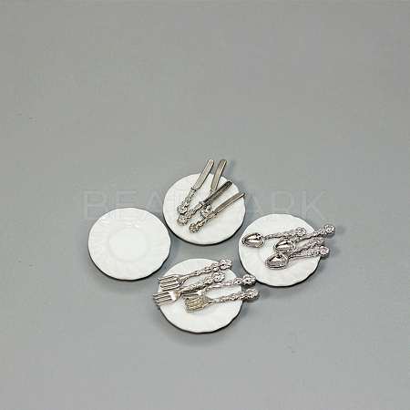 Miniature Ceramic Plate and Alloy Western Tableware PW-WG89318-01-1