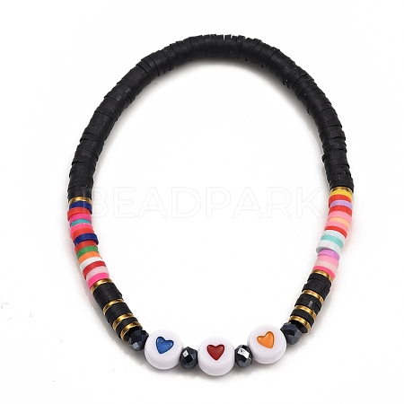 Handmade Polymer Clay Heishi Beads Stretch Bracelets BJEW-JB05307-05-1
