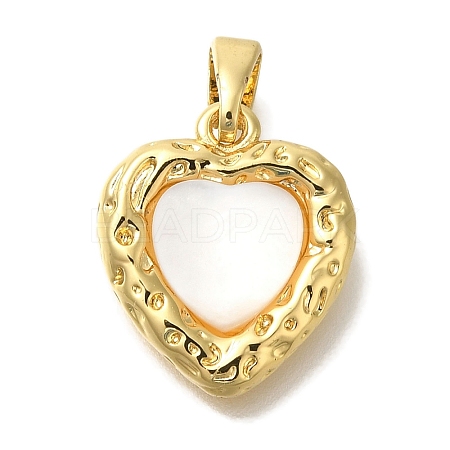 Brass Pave Natural White Shell Pendants KK-K388-78G-1