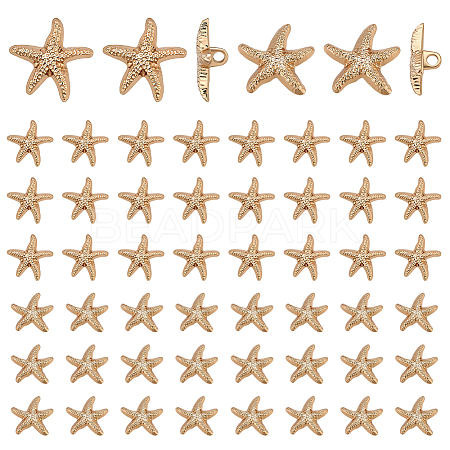60Pcs 2 Styles 1-Hole Alloy Shank Buttons BUTT-PH0001-79KCG-1