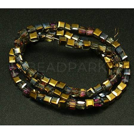 Electroplate Glass Beads Strands EGLA-D018-4x4mm-17-1