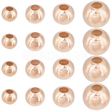40Pcs 4 Styles Round 925 Sterling Silver Spacer Beads STER-BBC0009-10-1