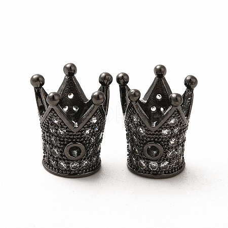 Rack Plating Brass Micro Pave Cubic Zirconia Beads ZIRC-C043-01B-1