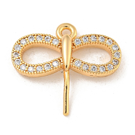 Brass Micro Pave Clear Cubic Zirconia Pendants KK-Z057-03G-1