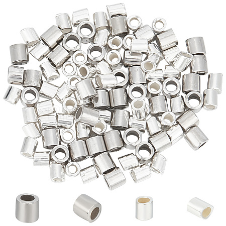 GOMAKERER 100Pcs 2 Styles 925 Sterling Silver Tube Beads FIND-GO0001-46-1