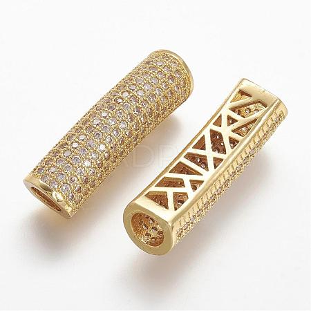 Brass Micro Pave Clear Cubic Zirconia European Bead ZIRC-N025-58G-1