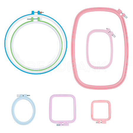 7Pcs 7 Styles Adjustable ABS Plastic Embroidery Hoops EMBR-OC0001-01-1