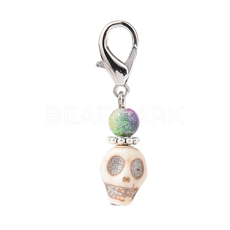 Halloween Synthetic Magnesite Skull Pendants Decorations HJEW-JM00818-1