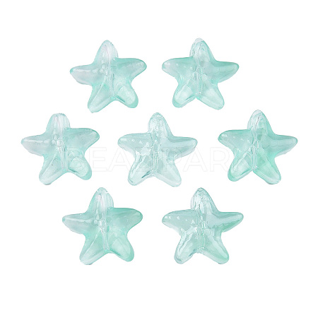 Transparent Spray Painted Glass Beads X-GLAA-N035-027-C01-1