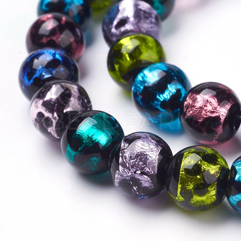 Handmade Silver Foil Lampwork Beads Strands - Beadpark.com