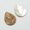 Flat Teardrop Natural Akoya Shell Pendants SHEL-N031-05-2