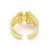 Rectangle Shape Rack Plating Brass Open Cuff Ring for Women RJEW-F155-03G-3