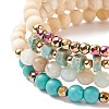 4Pcs 4 Style Natural & Synthetic Mixed Stone Stretch Bracelet Sets with Wood Beads for Women BJEW-JB08359-5