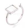 Square Brass & Shell Cup Peg Ring Settings KK-N274-28P-1