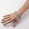 Heart Synthetic Turquoise Stretch Bracelets X-BJEW-JB02066-01-3