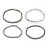Natural Gemstone Cube Beaded Stretch Bracelet for Women BJEW-JB08976-1